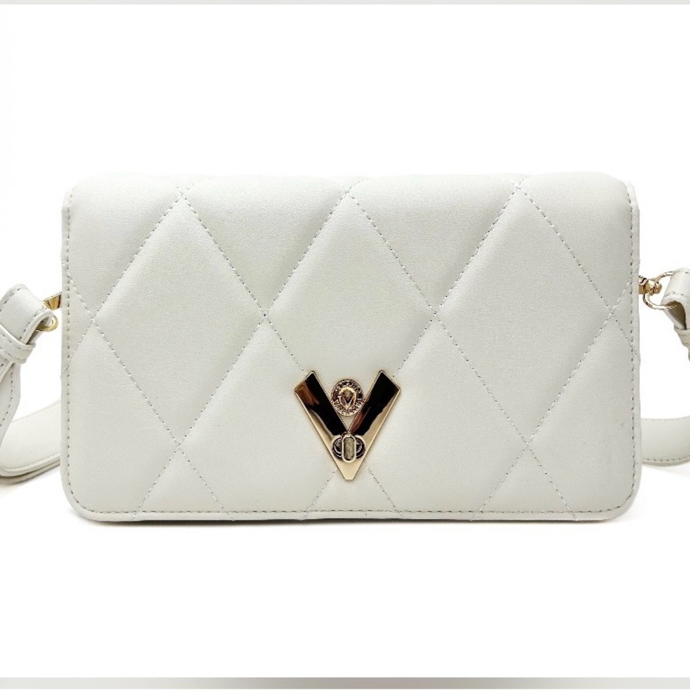 Valentino Orlandi Ivory Quilted Crossbody Bag